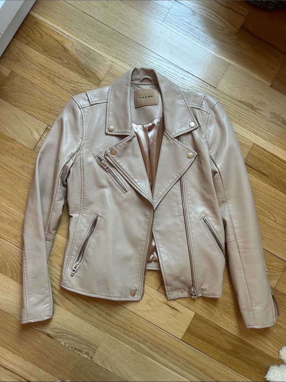 Blank NYC Blush-Taupe faux Leather Moto Jacket